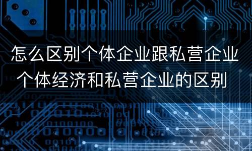怎么区别个体企业跟私营企业 个体经济和私营企业的区别