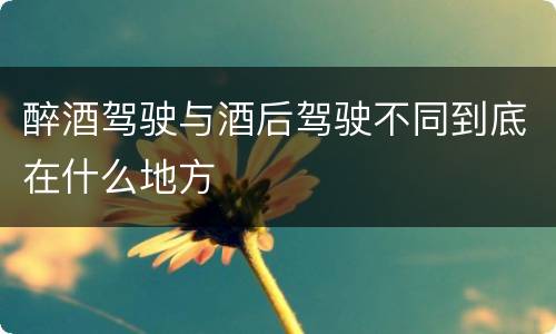 醉酒驾驶与酒后驾驶不同到底在什么地方