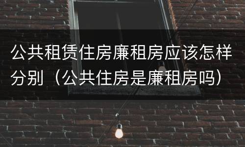 公共租赁住房廉租房应该怎样分别（公共住房是廉租房吗）