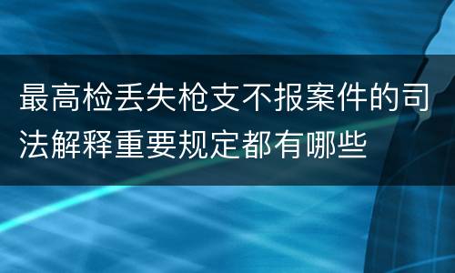 最高检丢失枪支不报案件的司法解释重要规定都有哪些