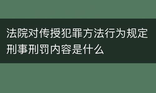 法院对传授犯罪方法行为规定刑事刑罚内容是什么
