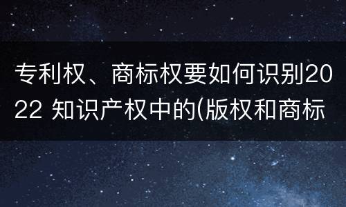 专利权、商标权要如何识别2022 知识产权中的(版权和商标权与标准