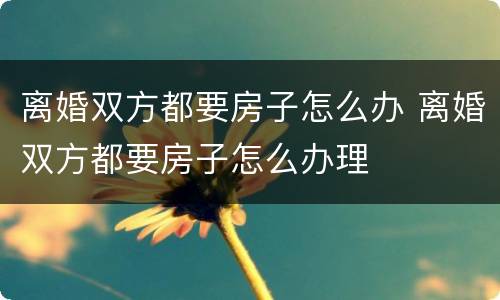 离婚双方都要房子怎么办 离婚双方都要房子怎么办理