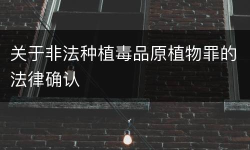 关于非法种植毒品原植物罪的法律确认