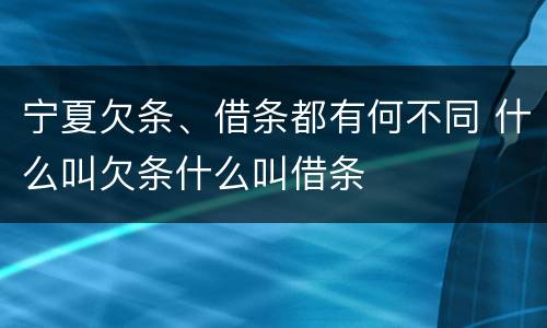 宁夏欠条、借条都有何不同 什么叫欠条什么叫借条