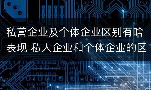 私营企业及个体企业区别有啥表现 私人企业和个体企业的区别