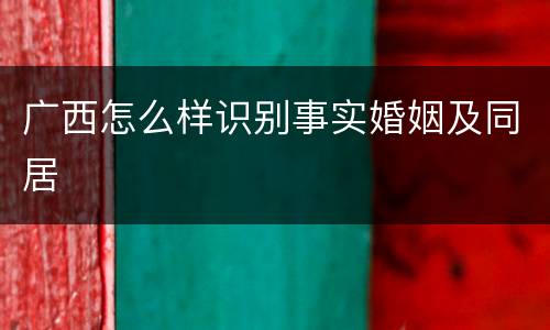 广西怎么样识别事实婚姻及同居