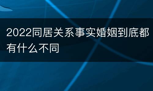 2022同居关系事实婚姻到底都有什么不同