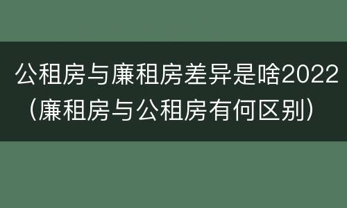 公租房与廉租房差异是啥2022（廉租房与公租房有何区别）