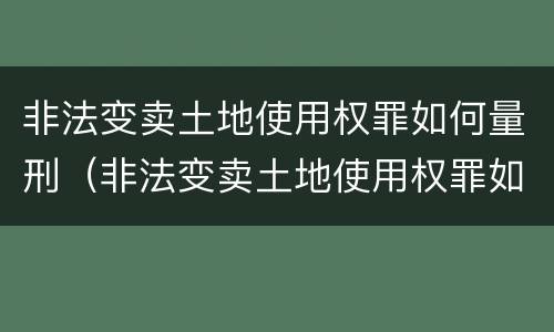 非法变卖土地使用权罪如何量刑（非法变卖土地使用权罪如何量刑标准）