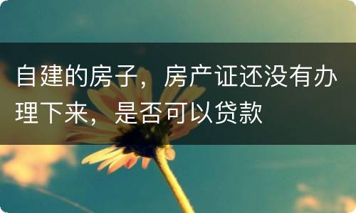 自建的房子，房产证还没有办理下来，是否可以贷款
