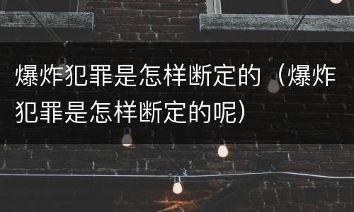 爆炸犯罪是怎样断定的（爆炸犯罪是怎样断定的呢）