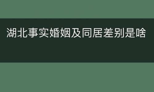 湖北事实婚姻及同居差别是啥