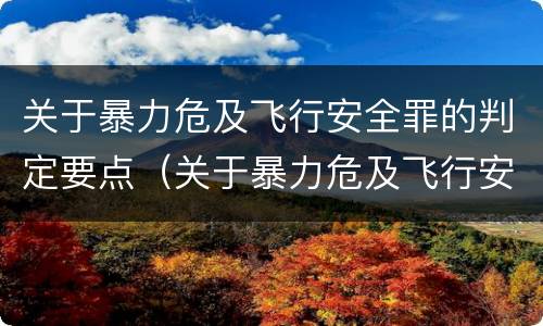 关于暴力危及飞行安全罪的判定要点（关于暴力危及飞行安全罪的判定要点是）