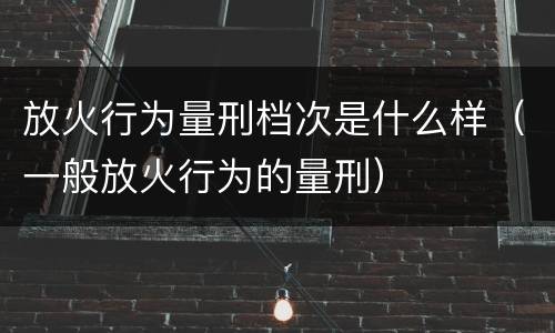 放火行为量刑档次是什么样（一般放火行为的量刑）