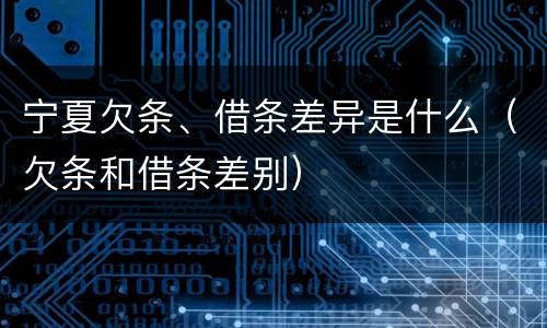 宁夏欠条、借条差异是什么（欠条和借条差别）