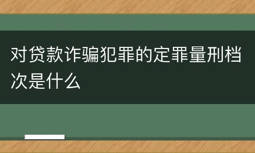 对贷款诈骗犯罪的定罪量刑档次是什么