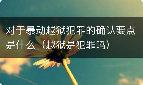对于暴动越狱犯罪的确认要点是什么（越狱是犯罪吗）