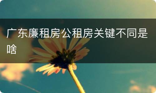 广东廉租房公租房关键不同是啥