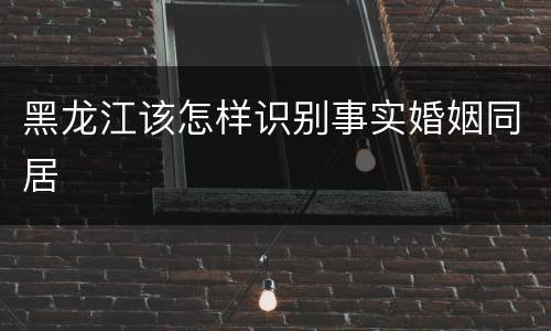 黑龙江该怎样识别事实婚姻同居