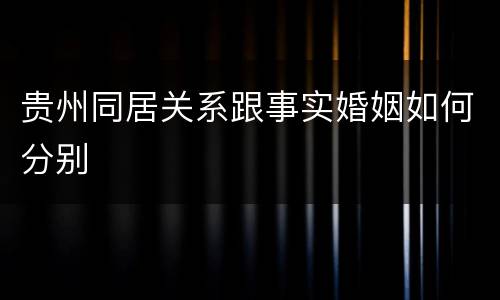 贵州同居关系跟事实婚姻如何分别