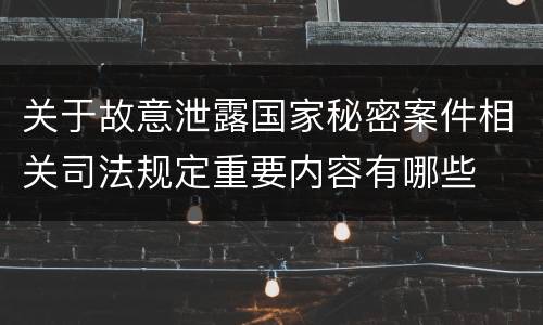 关于故意泄露国家秘密案件相关司法规定重要内容有哪些