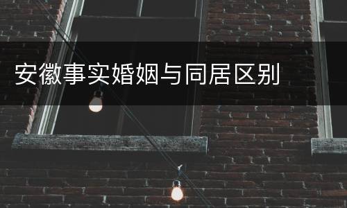 安徽事实婚姻与同居区别