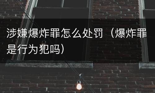 涉嫌爆炸罪怎么处罚（爆炸罪是行为犯吗）