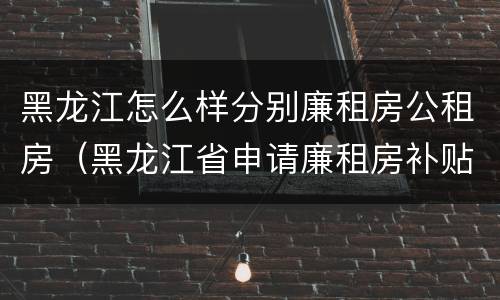 黑龙江怎么样分别廉租房公租房（黑龙江省申请廉租房补贴条件）