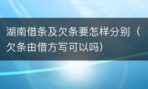 湖南借条及欠条要怎样分别（欠条由借方写可以吗）