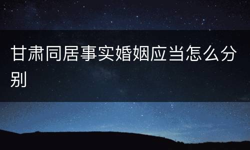 甘肃同居事实婚姻应当怎么分别