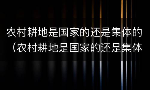 农村耕地是国家的还是集体的（农村耕地是国家的还是集体的呢）