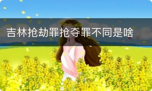 吉林抢劫罪抢夺罪不同是啥