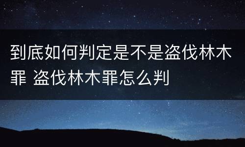 到底如何判定是不是盗伐林木罪 盗伐林木罪怎么判