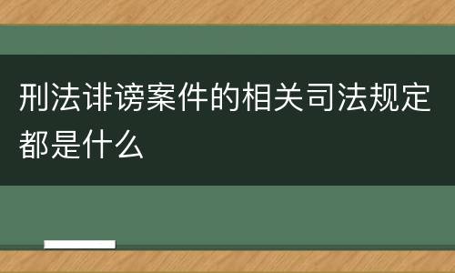 刑法诽谤案件的相关司法规定都是什么