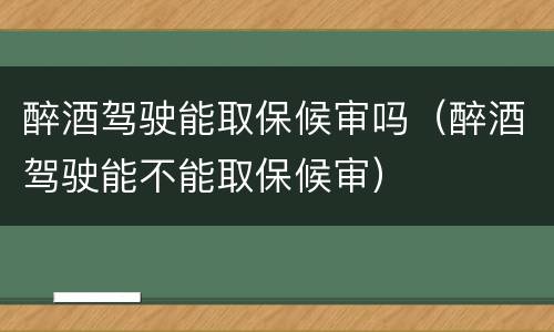 醉酒驾驶能取保候审吗（醉酒驾驶能不能取保候审）