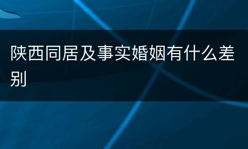 陕西同居及事实婚姻有什么差别