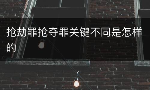 抢劫罪抢夺罪关键不同是怎样的