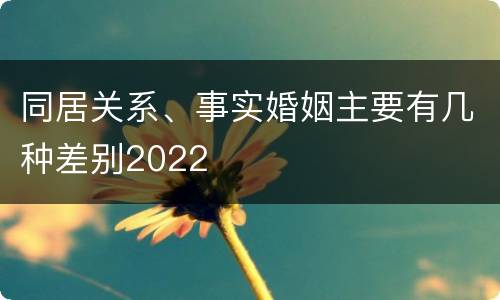 同居关系、事实婚姻主要有几种差别2022