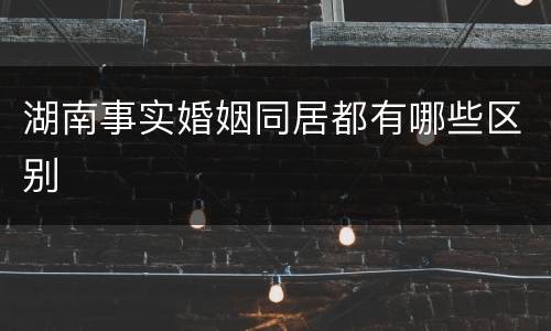 湖南事实婚姻同居都有哪些区别