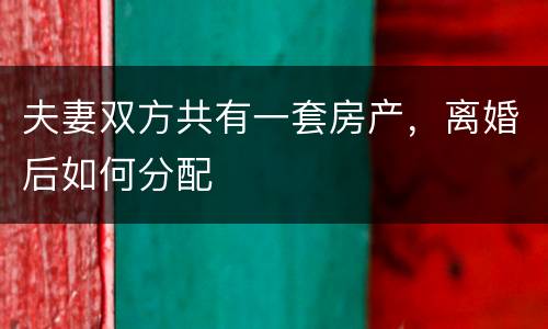 夫妻双方共有一套房产，离婚后如何分配