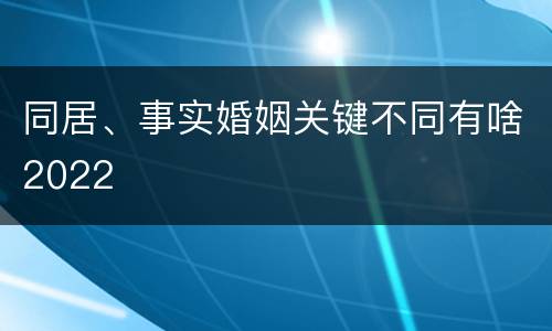 同居、事实婚姻关键不同有啥2022