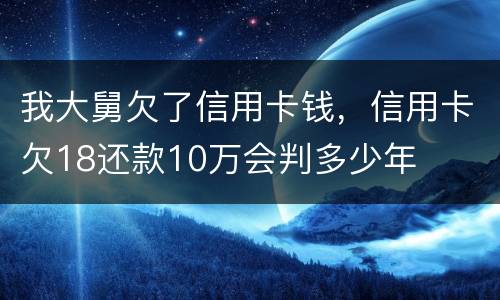 我大舅欠了信用卡钱，信用卡欠18还款10万会判多少年