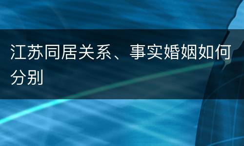 江苏同居关系、事实婚姻如何分别