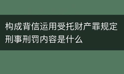 构成背信运用受托财产罪规定刑事刑罚内容是什么