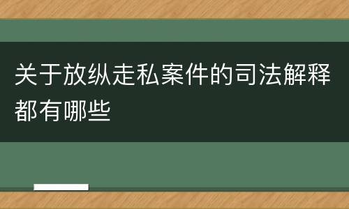 关于放纵走私案件的司法解释都有哪些