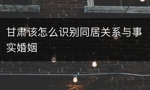 甘肃该怎么识别同居关系与事实婚姻