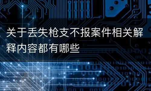关于丢失枪支不报案件相关解释内容都有哪些