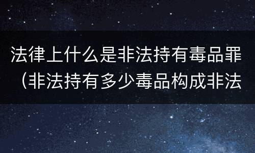 法律上什么是非法持有毒品罪（非法持有多少毒品构成非法持有毒品罪）