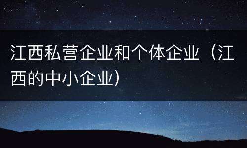 江西私营企业和个体企业（江西的中小企业）